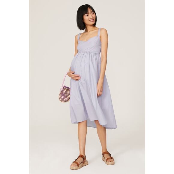 EMILIA GEORGE Purple Cotton Blend Sweetheart Empire Isabella Maternity Dress M - Picture 1 of 12